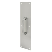 PRIME-LINE Door Pull Plate with Handle, Satin Aluminum, 4 in. x 16 in. Single Pack J 4579
